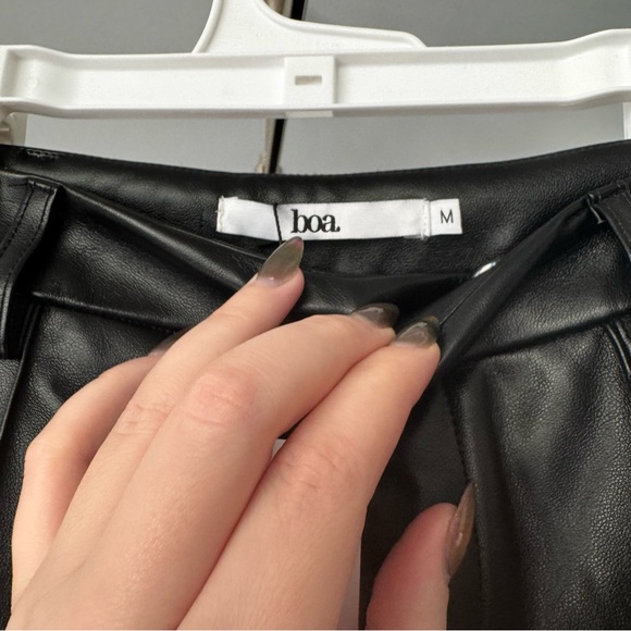 NWT Because of Alice BOA Black Leather Wide Leg Trousers Size M - Picture 8 of 11